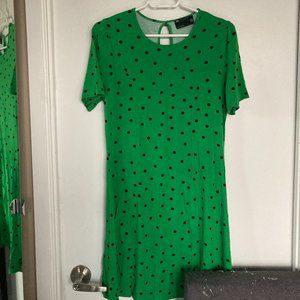 mini dress in green w/black dots - ASOS DESIGN size 12